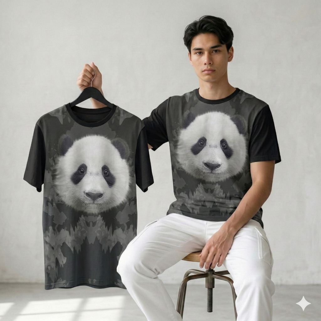 Kaos Print 3D Animal Limited Panda Face -Grosir Kaos 3D