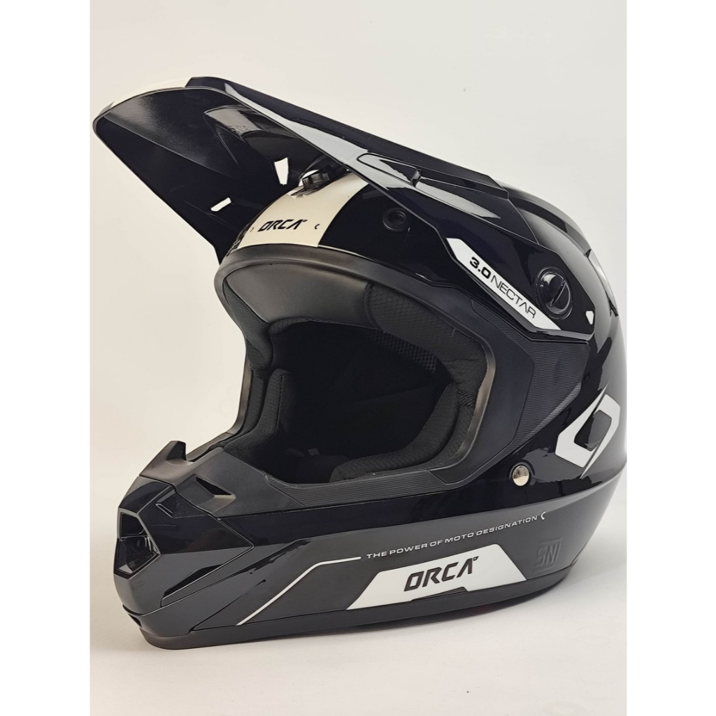 Helm Orca RSV Nectar 3.0 Hitam Putih Original Helm Trail Supermoto Enduro