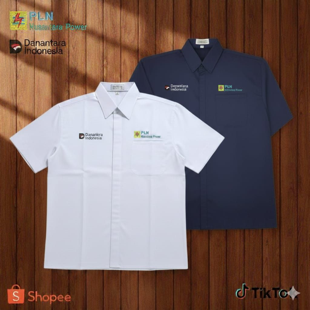 kemeja danantara pln baju pdh pln custome biru dongker pendek