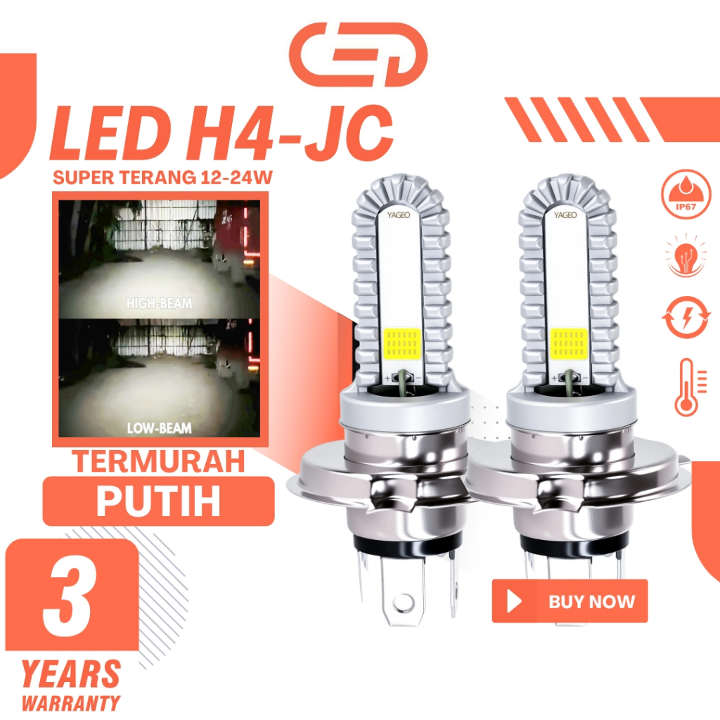 CED H4 Lampu LED Utama Depan Motor | Motor listrik | Mobil Super Terang 15-30W 3000LM,Putih,IP67 Tah