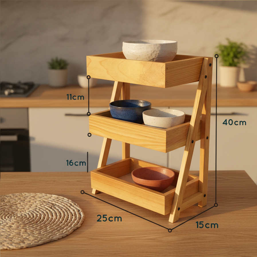 [PERLU RAKIT] Rak Kayu 3 Susun Serbaguna | Rak Bumbu | Rak Buku | Rak Pot Bunga