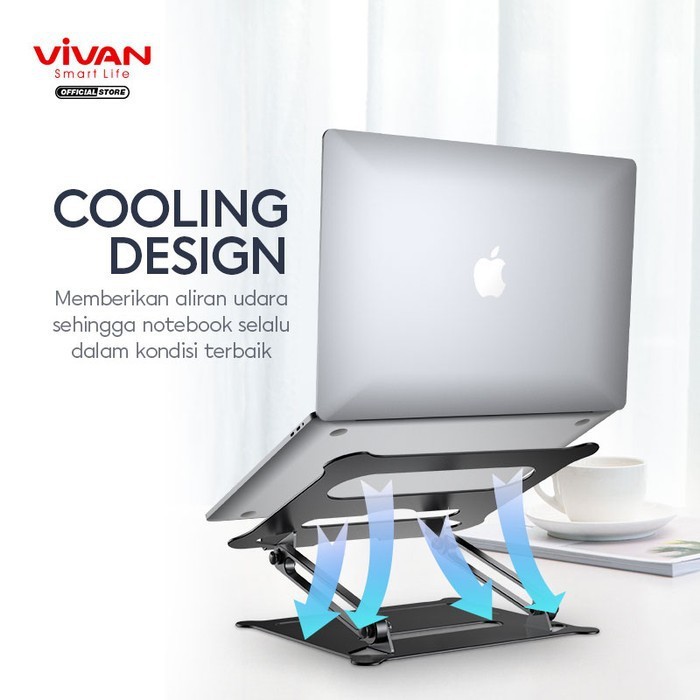 Laptop Cooling Stand Aluminum Holder Laptop Folding VL01 - Hitam