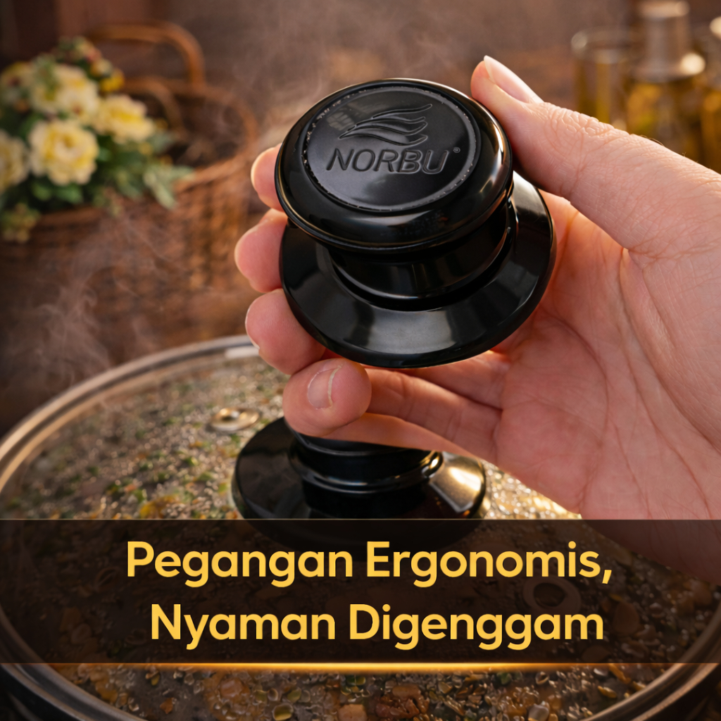 KNOB TUTUP PANCI BESAR NORBU HITAM Pegangan Pentolan Plastik