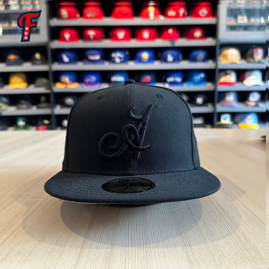 Topi New Era Adidem Asterlsks A Logo Triple Black 59FIFTY Fitted Hat Original