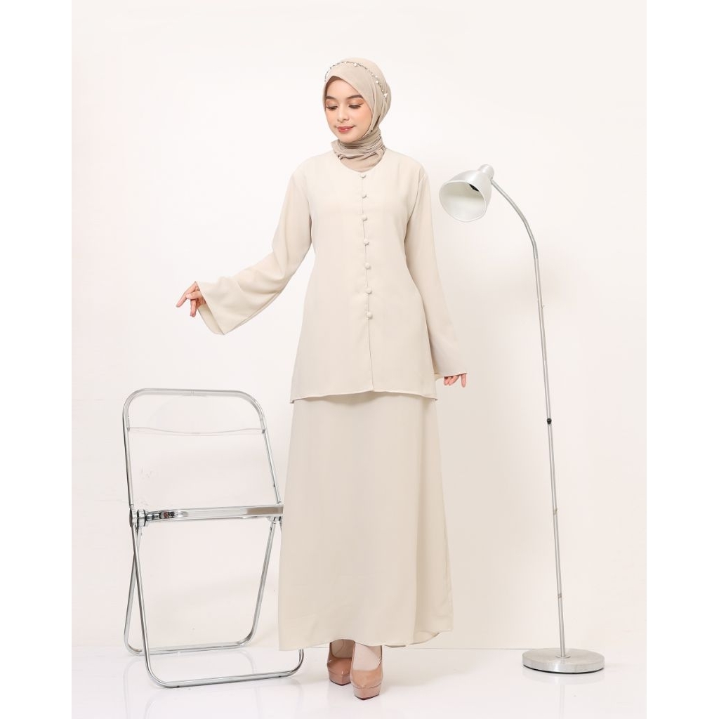 BINAR One Set Tunik Premium - Set Atasan Rok Polos Elegant