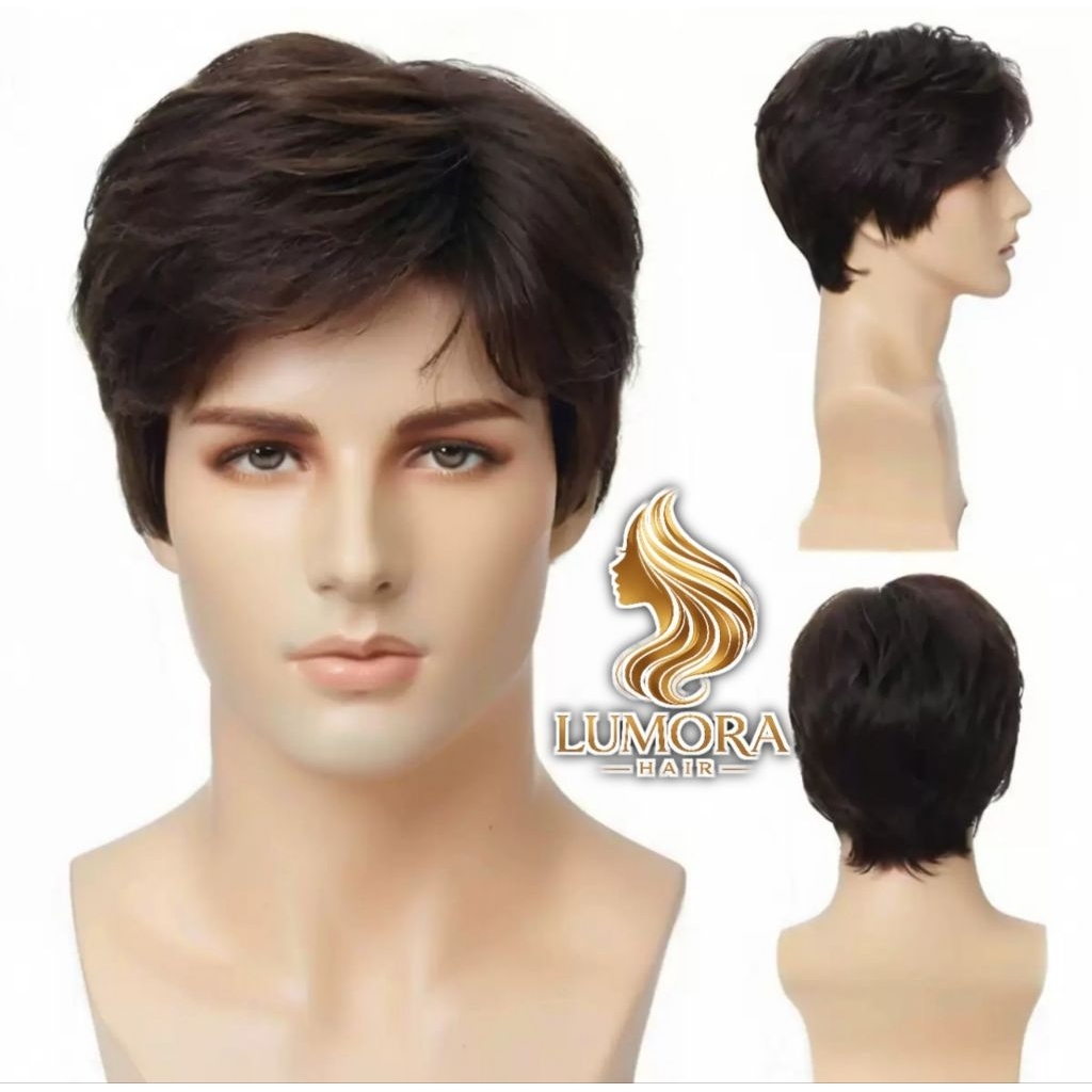 WIG PRIA PENDEK IKAL BELAHAN SAMPING
