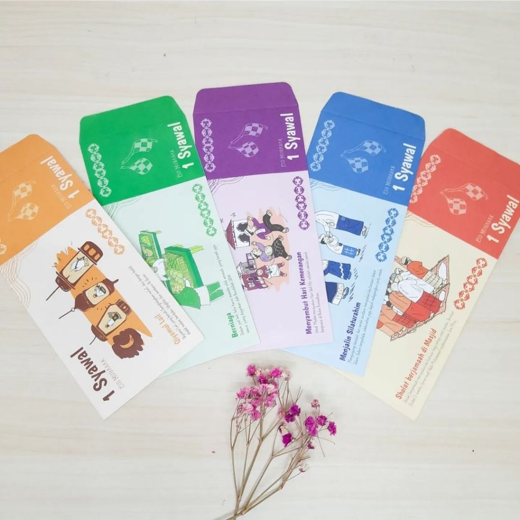 amplop lebaran / amplop THR tema warna uang / amplop islami