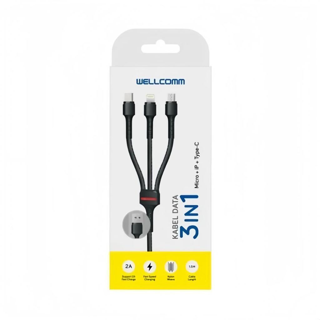 Kabel 2A 3 in 1 Micro - Type C - Lightning 150cm Original Wellcomm