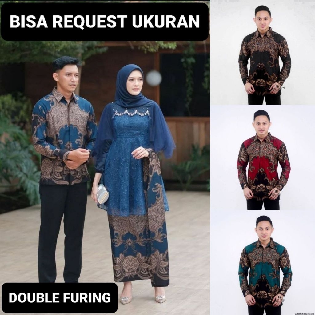 KEMEJA MOTIF GAJAH MADA & ROK LAPIS FURING / BAJU SERAGAM BATIK COUPLE PASANGAN SARIMBIT KELUARGA CU