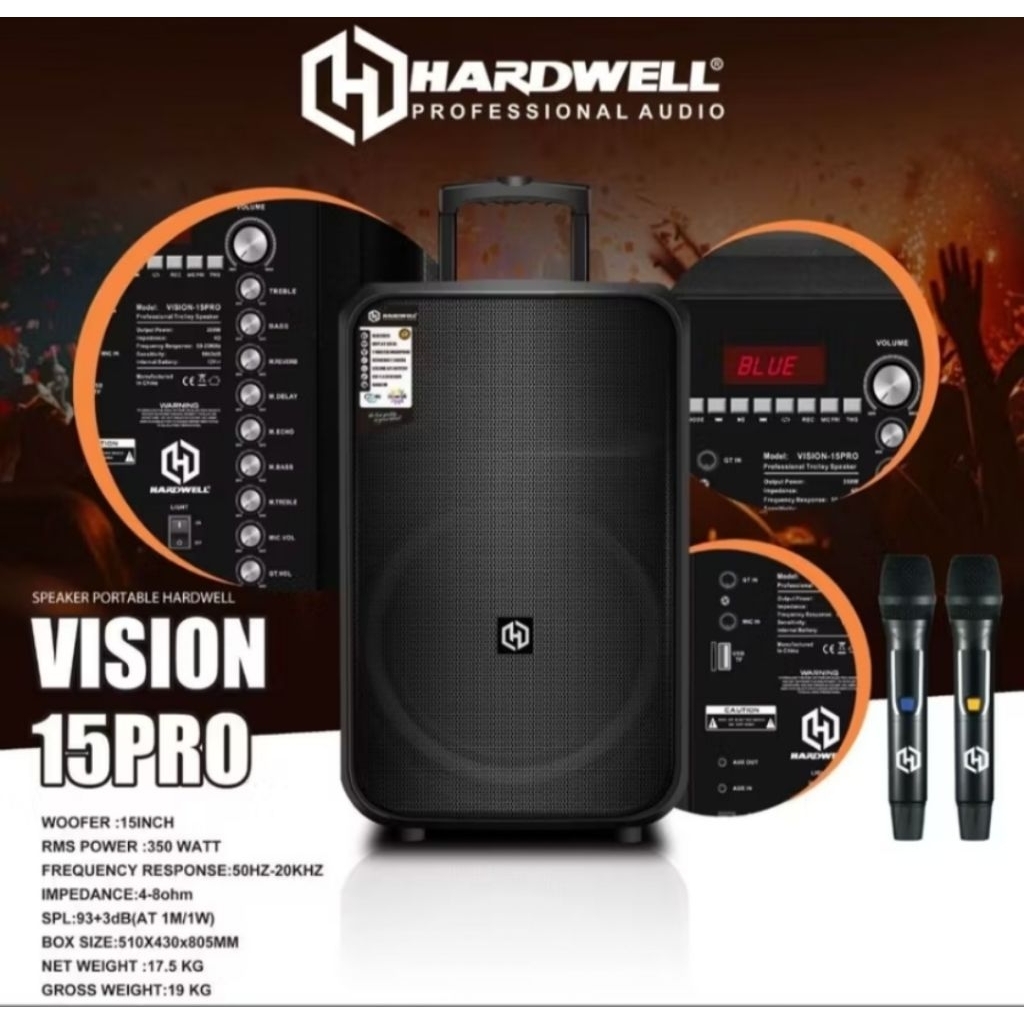 speaker portabel aktif 15 inc Hardwell 15pro bonus busa mic 2pics