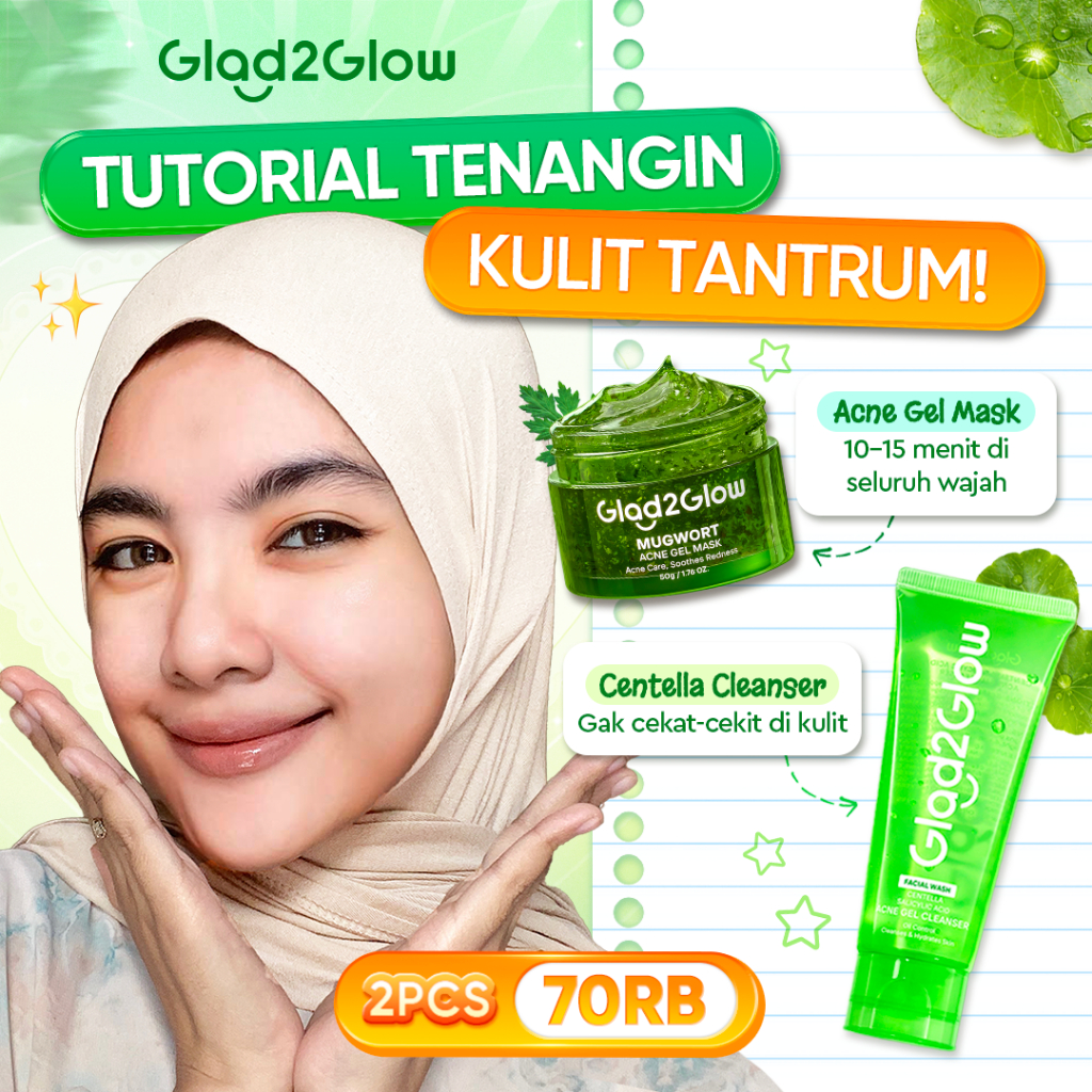 Glad2Glow Mugwort Acne Gel Mask 50g Masker Wajah Masker Komedo dan Pori Pori Wajah Masker Glad2Glow 