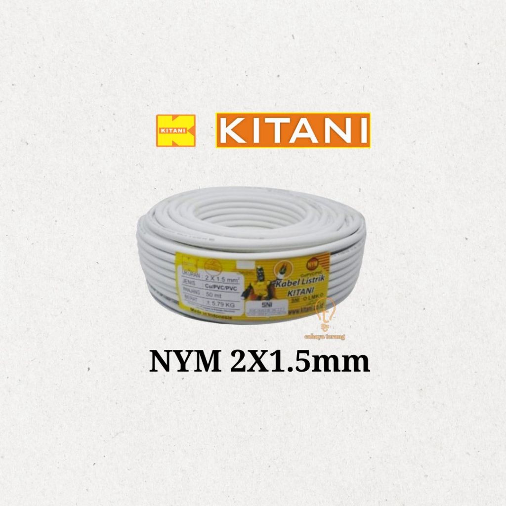 Kabel NYM KITANI 2x1,5mm ASLI TEMBAGA MURNI & SNI 1 METER
