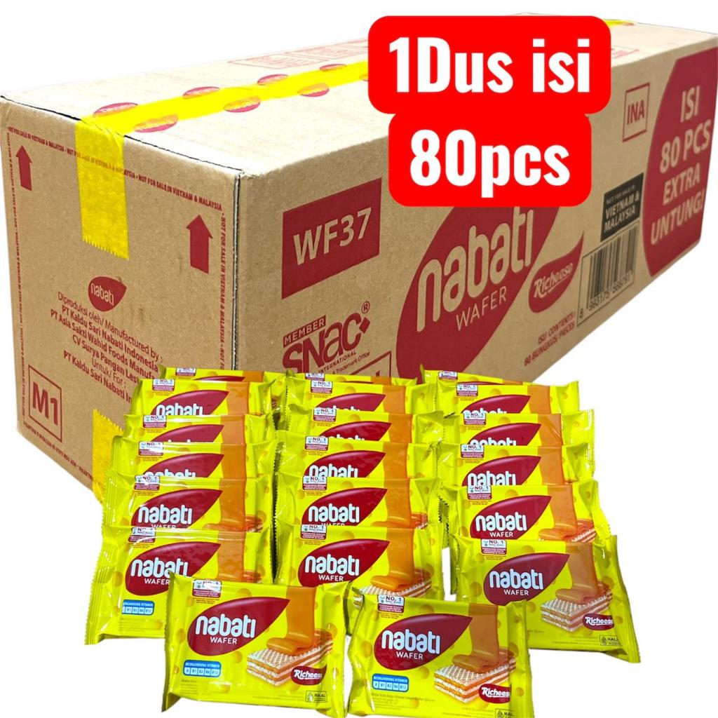 1 Dus Wafer Nabati 2000an 37g Keju isi 80 pcs Snack