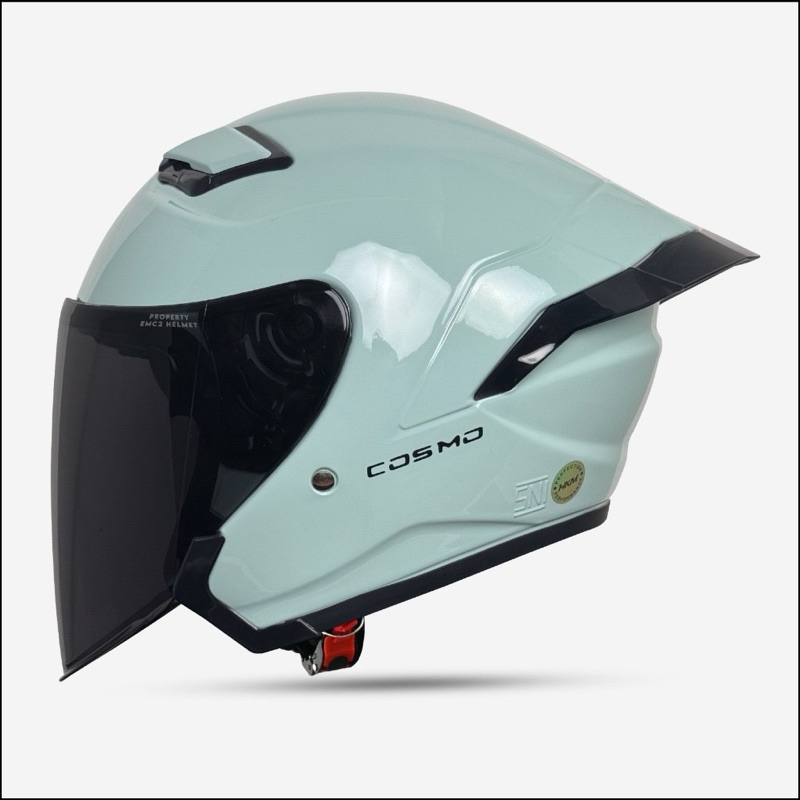 Helm Half Face MLA COSMO Solid Hijau Mint Free Spoiler SNI-Helm Pria Wanita Dewasa Bisa Cod