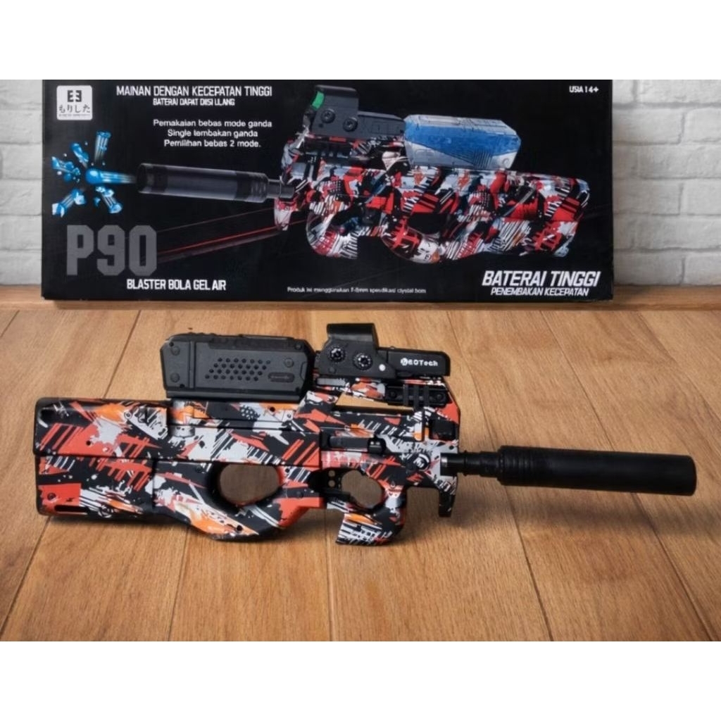 Mainan Anak Tembakan Viral Aman Model P90 Baterai Charger