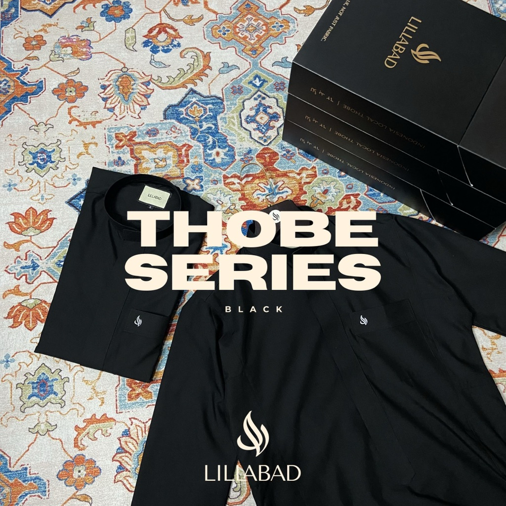 LILLABAD - THOBE Series Black | Gamis Pria | Gamis Pria Slimfit | Gamis / Jubah Pria Premium Slimfit