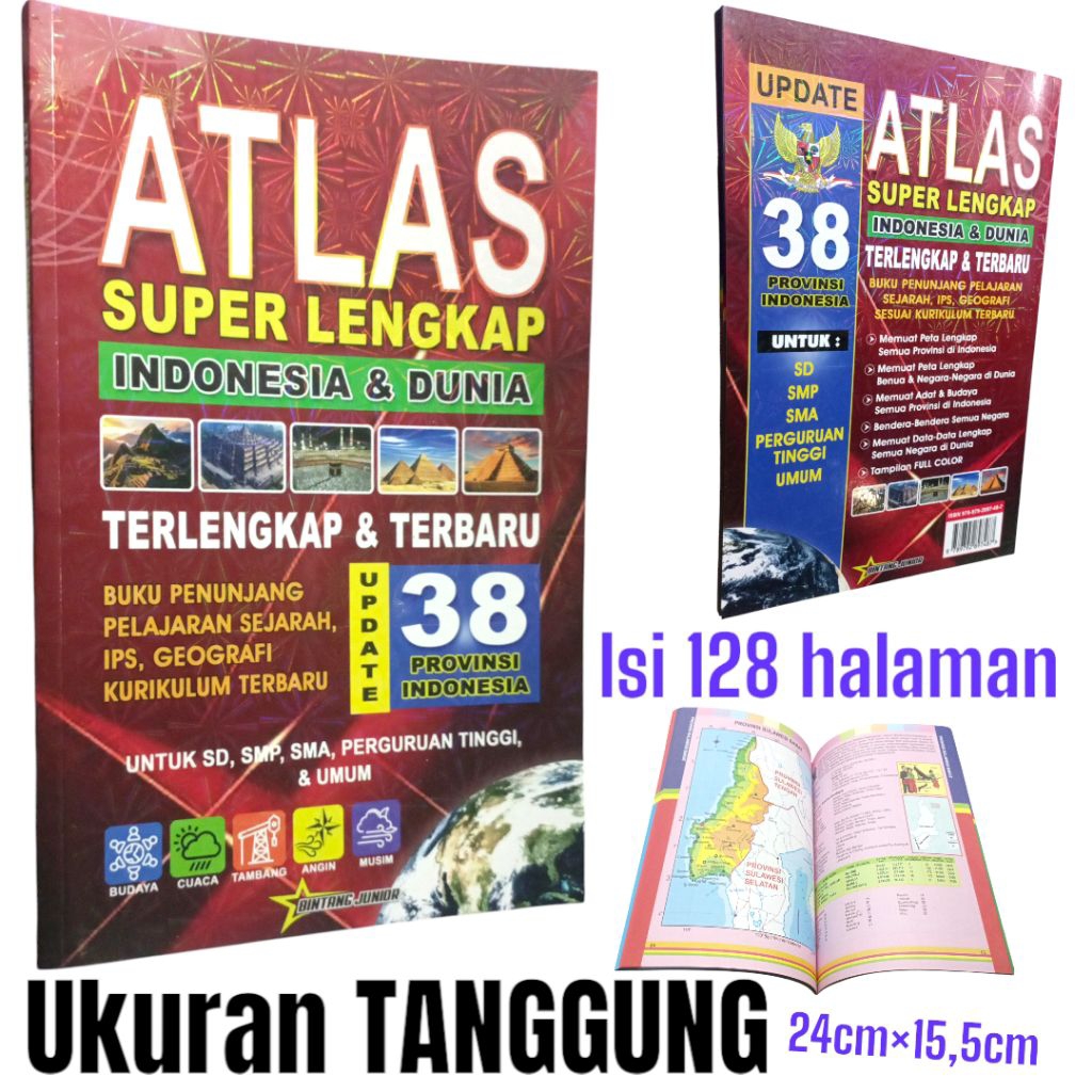 BUKU ATLAS SUPER LENGKAP INDONESIA&DUNIA 38 PROVINSI INDONESIA (BINTANG JUNIOR)