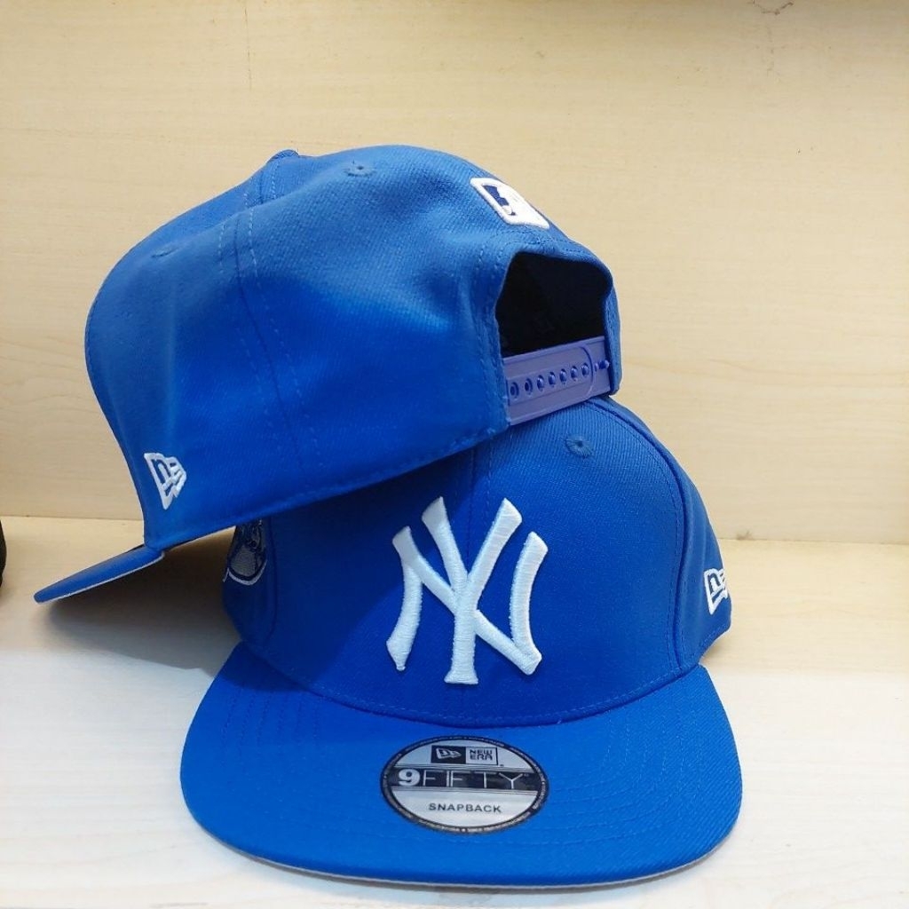 TOPI PRIA TOPI SNAPBACK NY BIRU BORDIR PUTIH