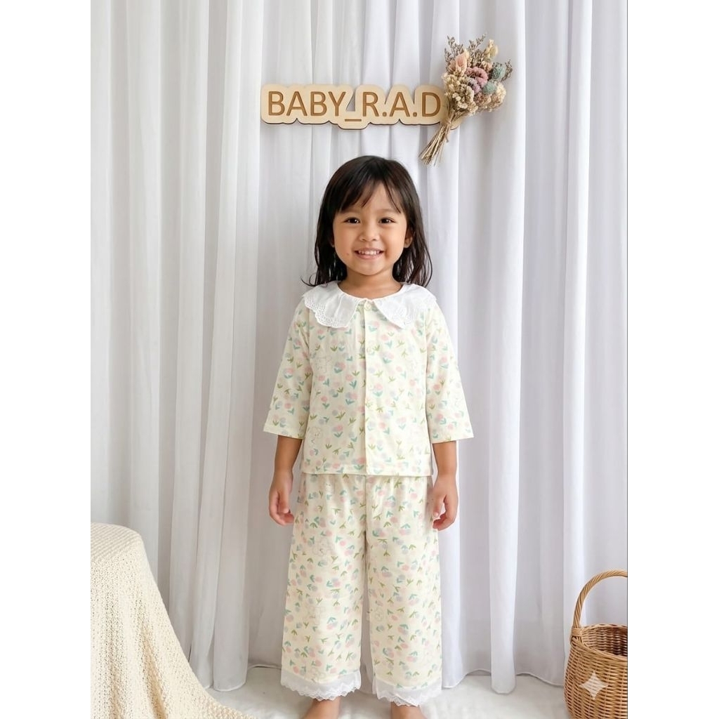 Set Piyama Anak Perempuan Motif Bunga