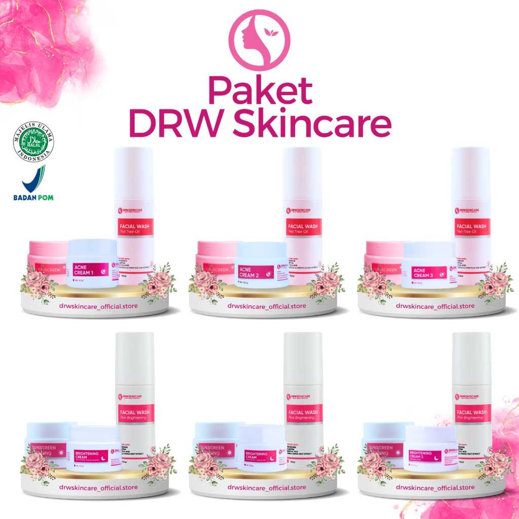 DRW Skincare - Paket Acne Brightening Night Cream Cocok untuk Wanita Kulit Berjerawat/Berminyak/Flek