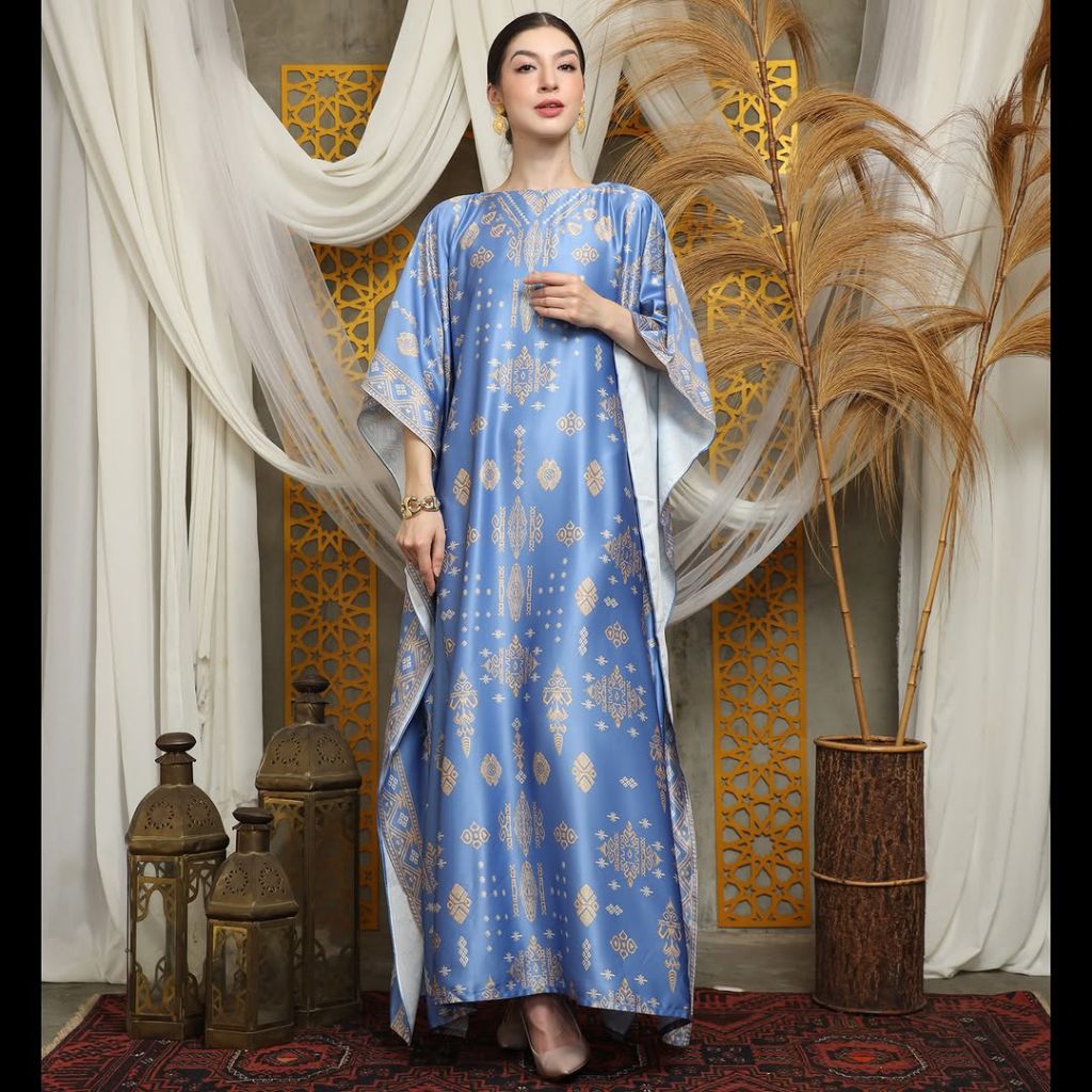 Kaftan Biru | Kaftan Blue | Kaftan Modern | Kaftan Jumbo | Long Kaftan | Dress Biru | Dress Blue | L