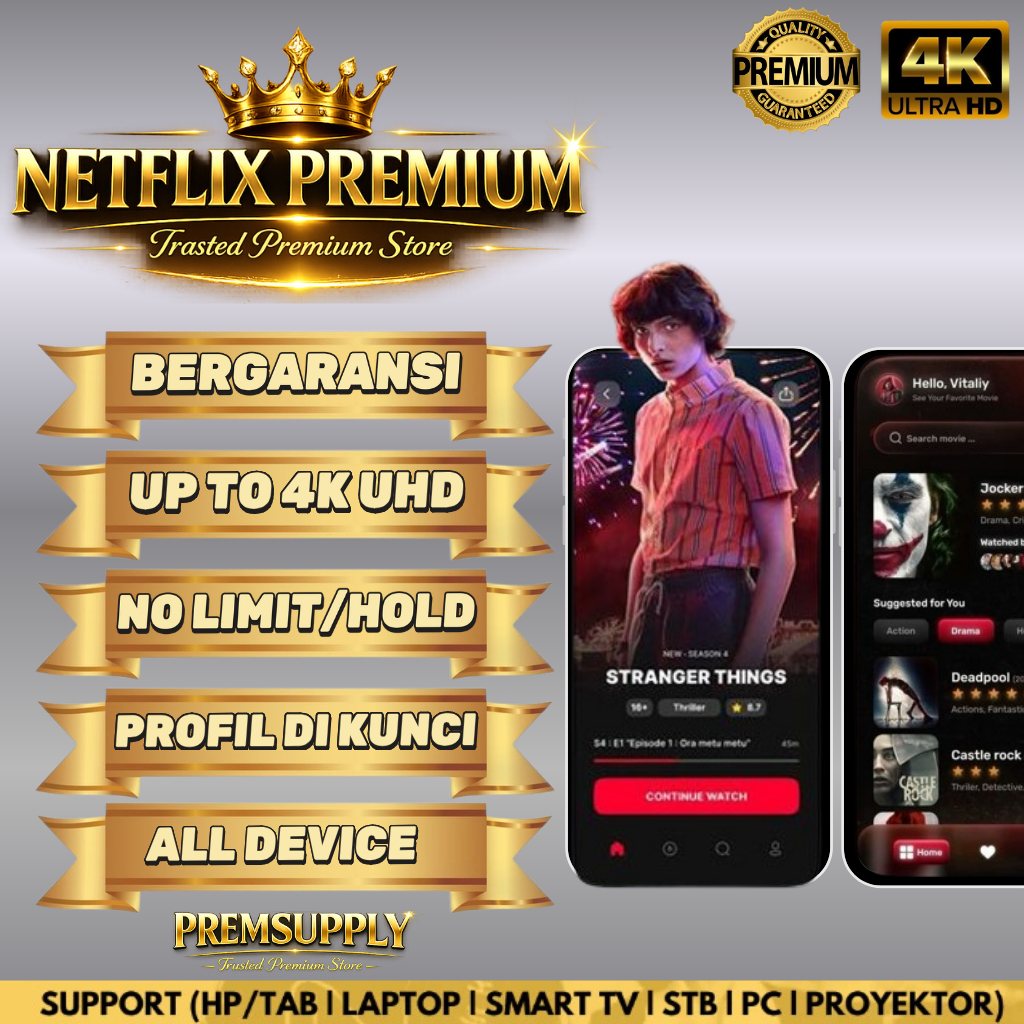 Akun Netflix premium 4K Uhd Suport Semua Device