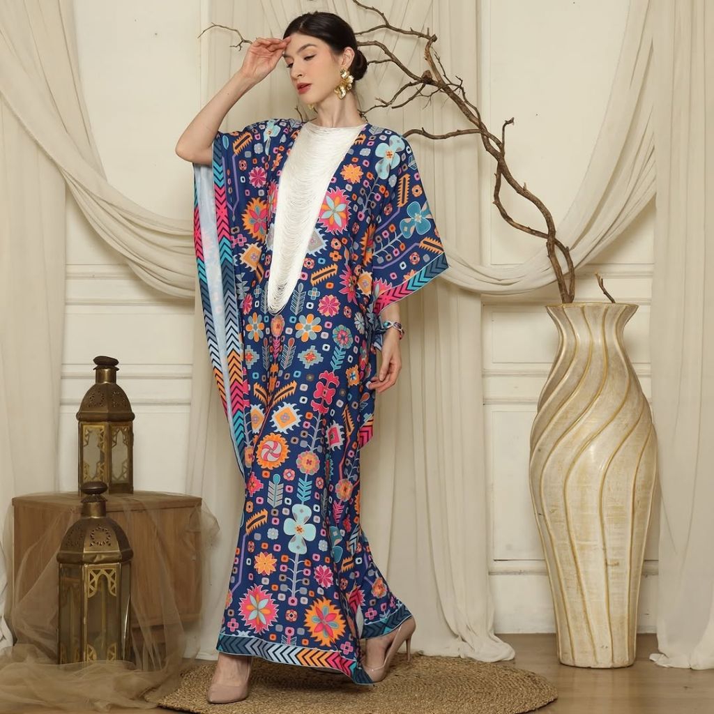 Kaftan Biru | Kaftan Navy | Kaftan Modern | Kaftan Jumbo | Long Kaftan | Dress Biru | Dress Navy | L