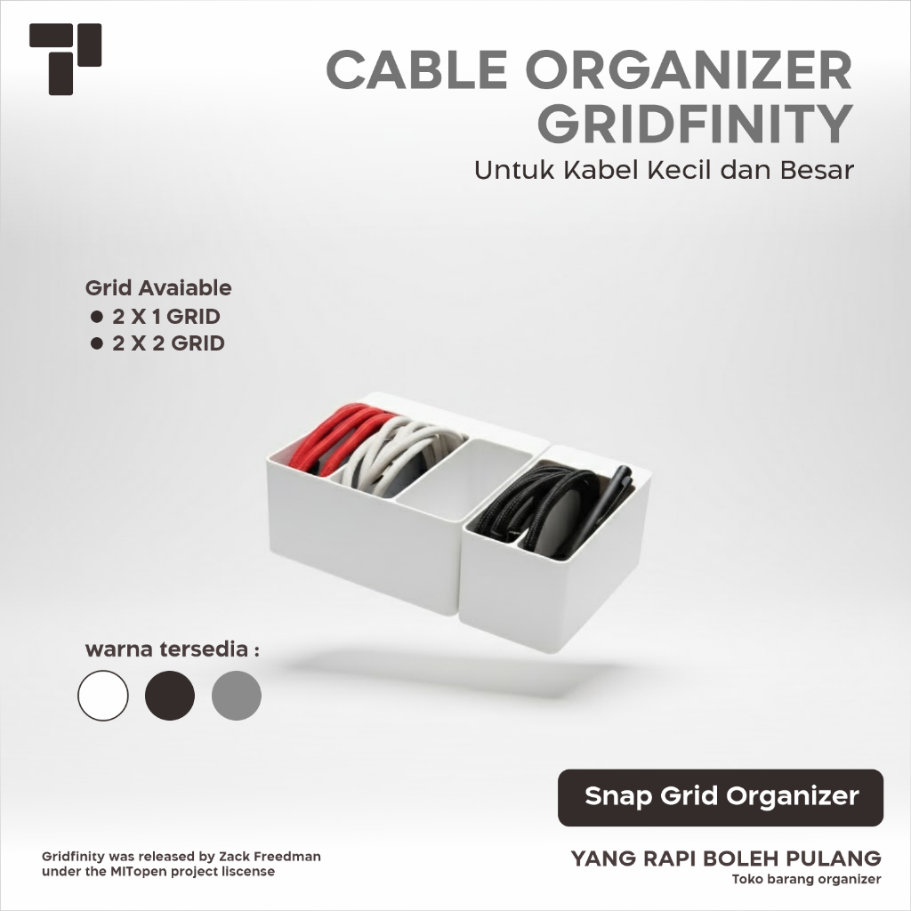 Cable Holder Gridfinity – Pengatur & Penjepit Kabel Meja / Cable Management Organizer#OG4