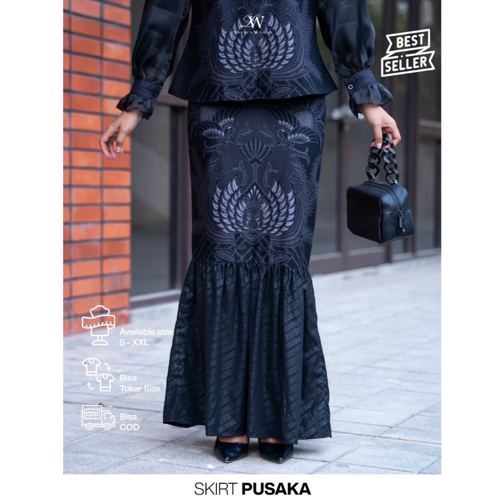 Laskala X IVOR Pusaka Skirt Rok Batik Hitam Panjang