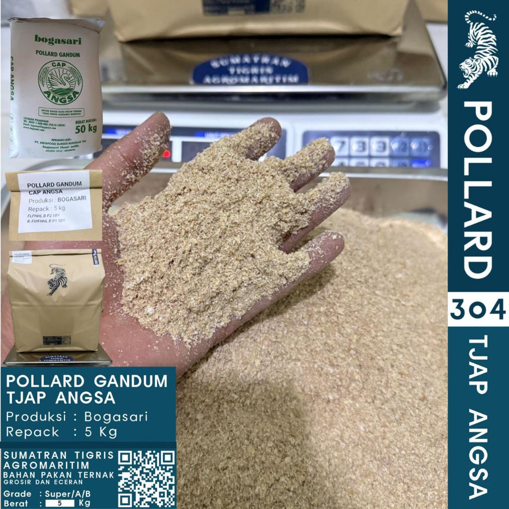 POLLARD GANDUM CAP ANGSA REPACK 5 KG (Bogasari) kemasan 5KG /POLAR-DEDAKGANDUM(grade SUPER ASLI PABR