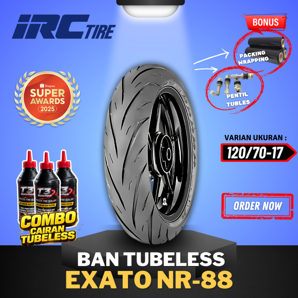 [READY COD] BAN IRC EXATO NR88 TUBELESS ( 120/70-17 ) IRC RING 17 BAN MOTOR BEBEK / BAN EXATO NR88 R