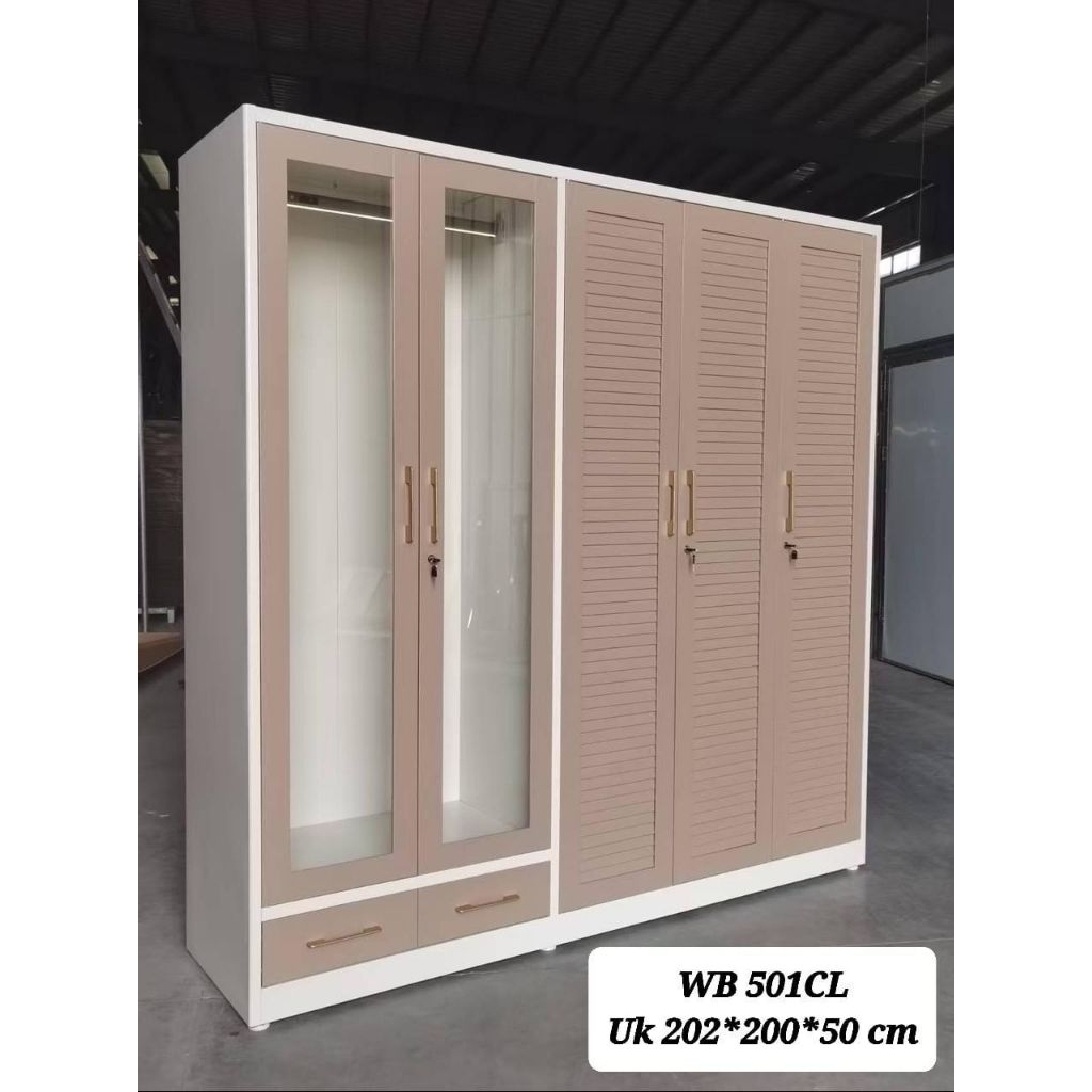 LEMARI PAKAIAN BESI 5 PINTU LED UKURAN 202 x 250 MAKASSAR