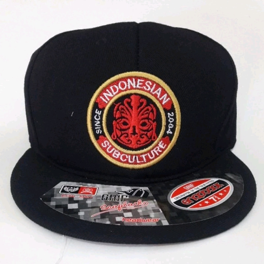 TOPI SNAPBACK METAL MASBERTO LOGO KUNING MERAH FULL BORDIR