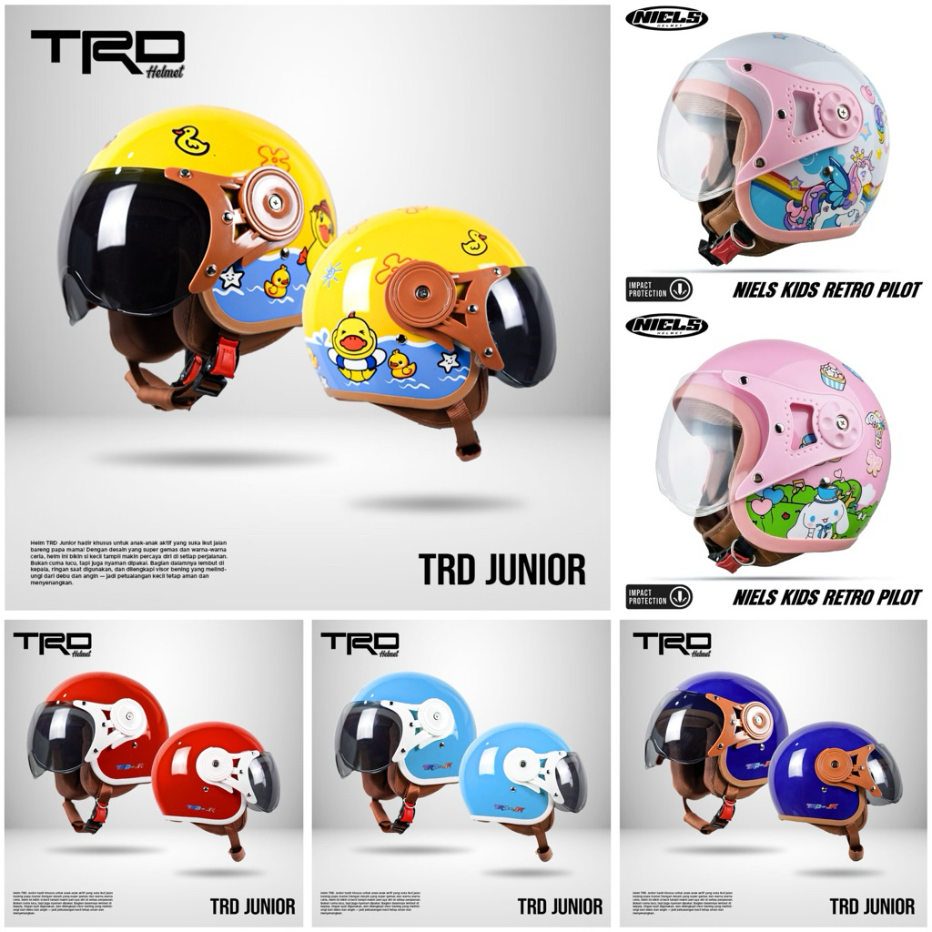 Helm Anak Junior Usia 3-12 Tahun Karakter Perempuan & Laki-Laki Premium SNI