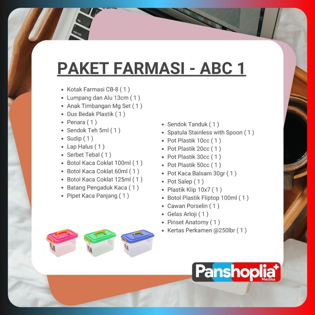 Toolkit Paketan Farmasi ABC - 1 / Alat Praktikum Lab Farmasi Lengkap Paket ABC 1