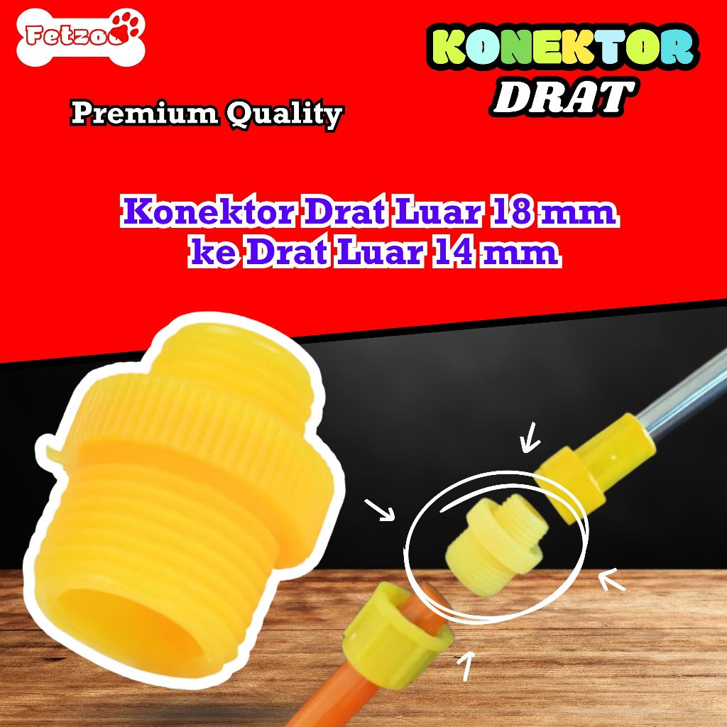 SOCKET KONEKTOR 18MM DRAT LUAR KE 14MM DRAT LUAR/ KONEKTOR STIK PANJANG KE SELANG SPRAYER ELEKTRIK F