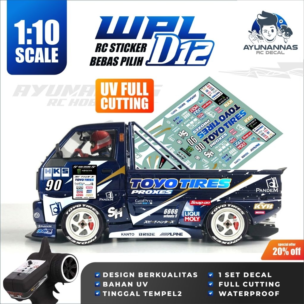 WPL D12 Full Cutting Custom Stiker Decal