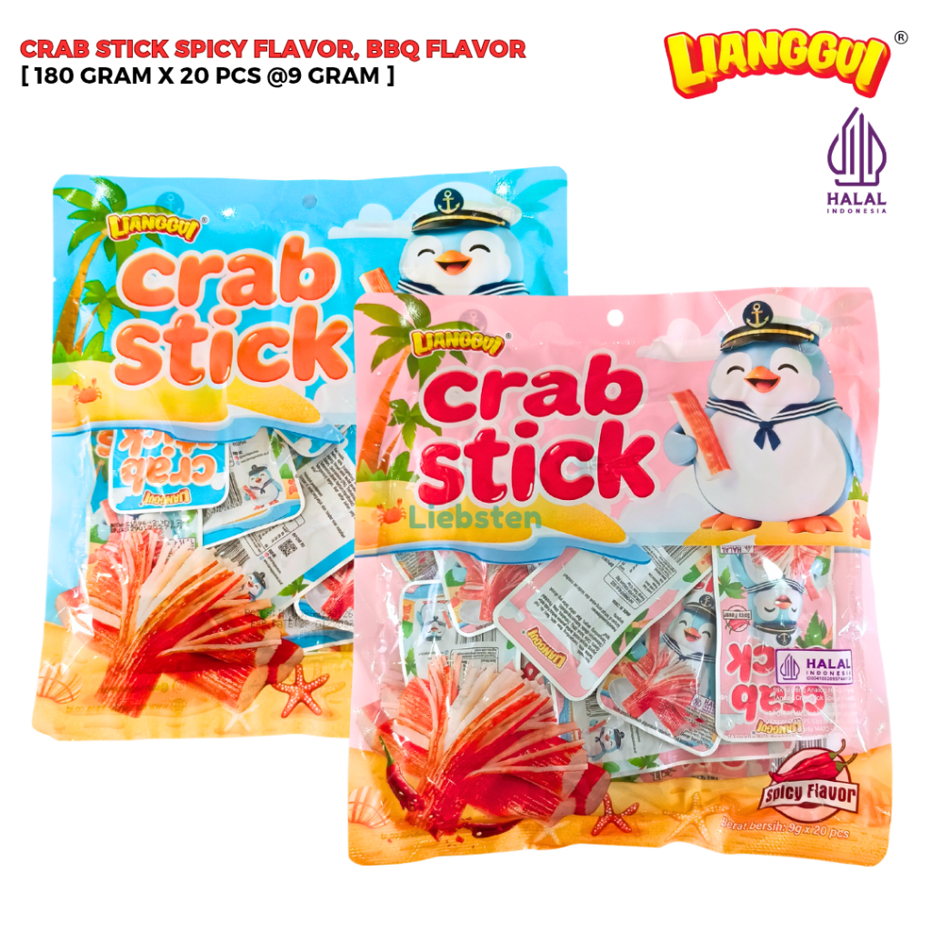 Lianggui Snack Crab Stick - Cemilan Seafood Siap Saji [180 Gr/20 Pcs @9 Gr]