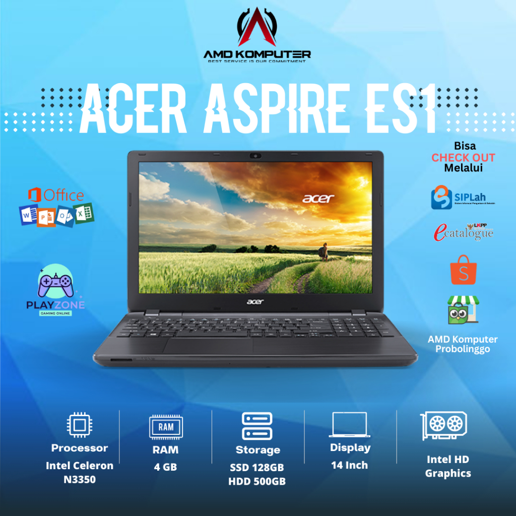 LAPTOP Acer Aspire ES1-432 Intel Celeron N3350/4GB/128GB/500GB/14 Inch/SECOND