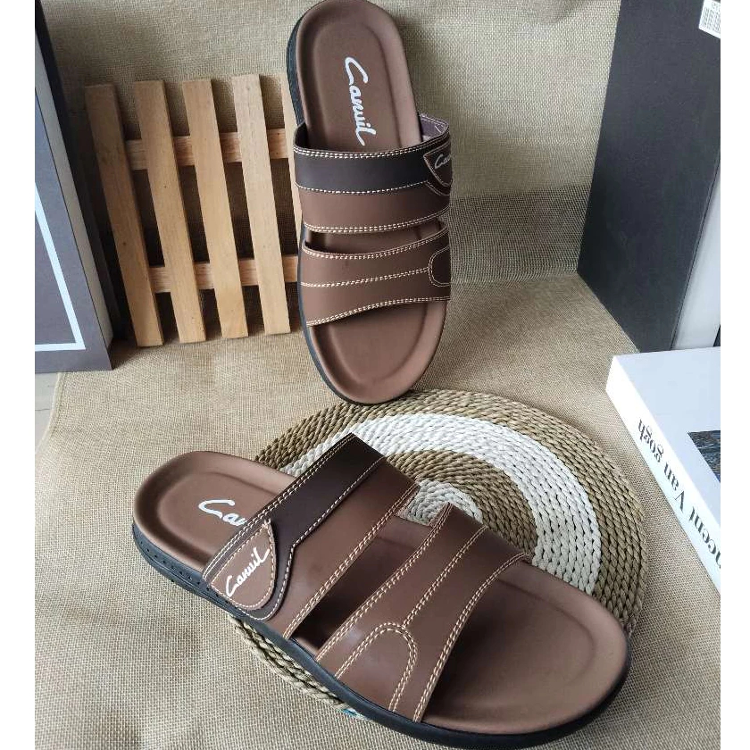 (BISA COD) SANDAL KULIT PRIA CARVIL SEPATU SANDAL SANDAL SLOP PRIA