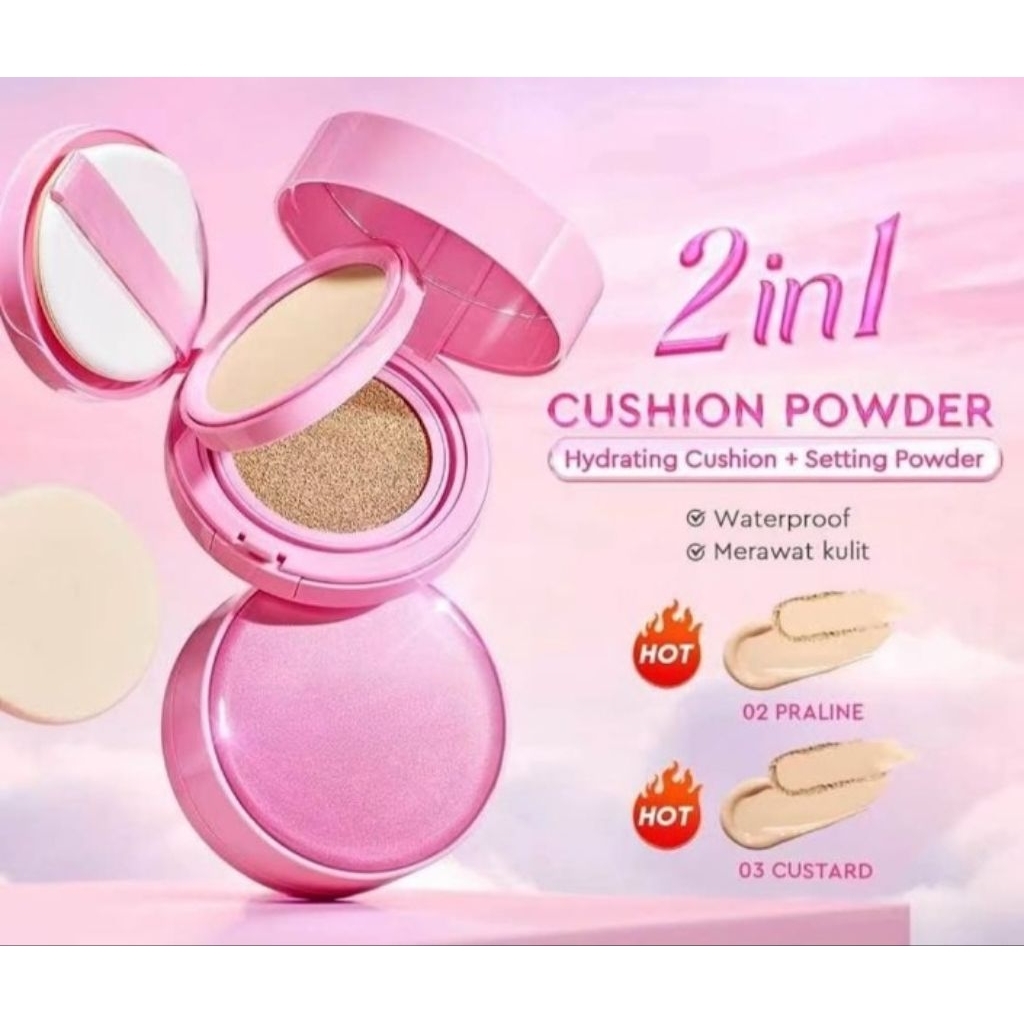 Bedak Glad2glow 2in perfect pair cushion powder foundation waterproof  ori make up bedak Tahan lama 