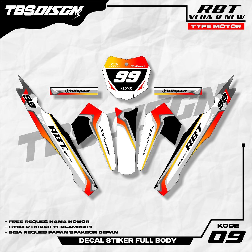 Decal Stiker Vega R New RBT/GTX - Stiker Modif BEBEK SUPERMOTO RBT/GTX FULL BODY