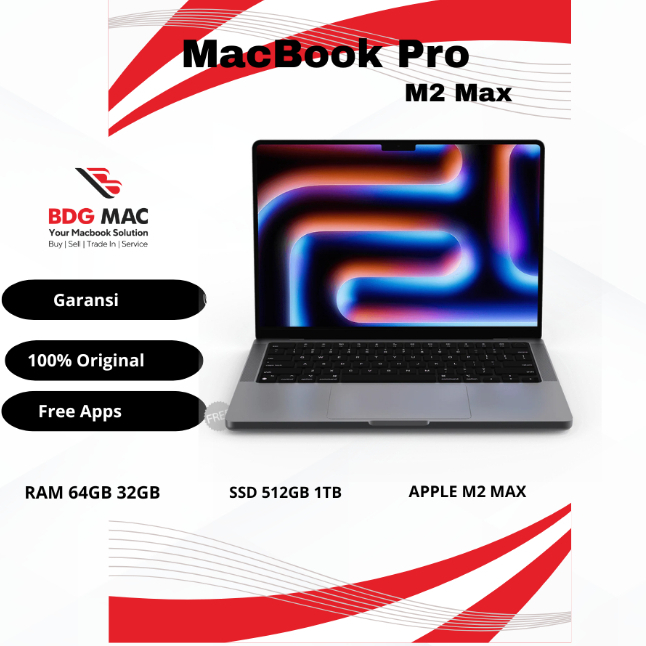 MacBook Pro M2 Max 2023 16 inch Ram 64GB 32GB SSD 1TB 512GB Second Original