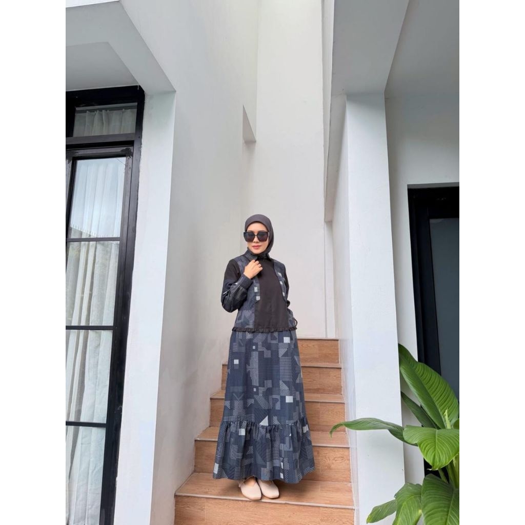 Raquel Midi dress by korina, gamis motif, gamis korina, gamis cantik, gamis lebaran, gamis korina