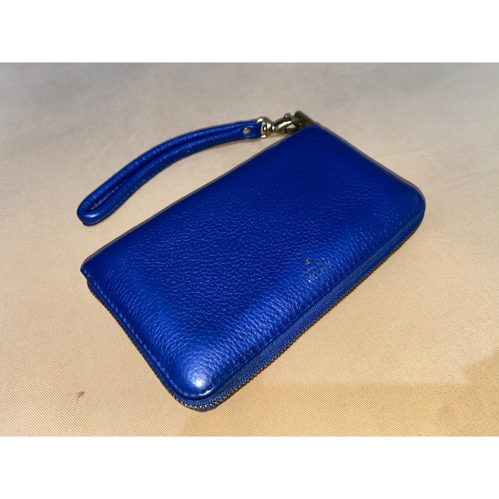 dompet panjang wallet brand Fossil kulit full leather biru blue VERY LIKE NEW preloved