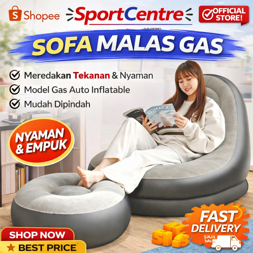 sofa santai angin 125 kursi santai dengan sandaran kaki / sofa angin kursi angin empuk