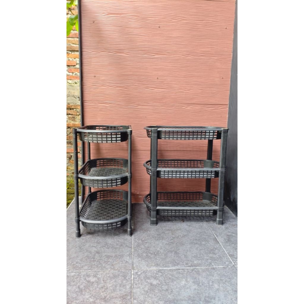 PRELOVED RAK SUSUN PLASTIK RAK DAPUR HITAM 3 SUSUN