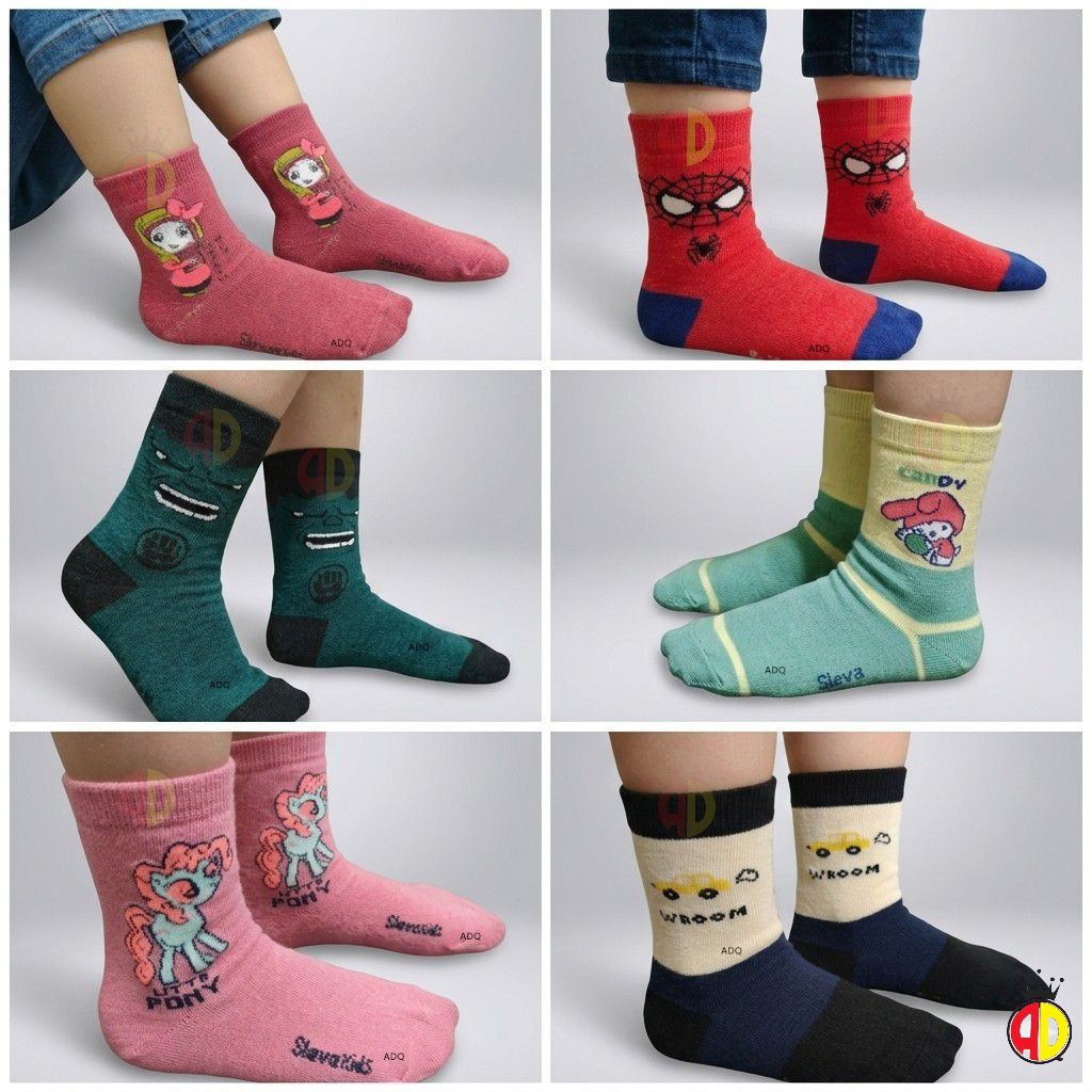 Kaos Kaki Motif Karakter Anak Cewek/Cowok Kaos Kaki Sebetis Anak Kaos Kaki Anak PAUD/TK/SD