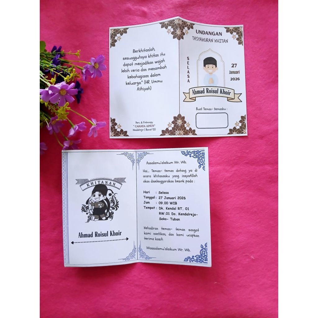 Undangan Custom Khitan/ Undangan Lipat satu