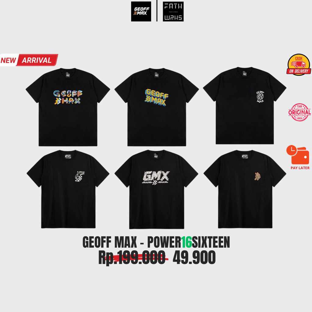 Geoff Max Original - Heavyweight 16s Power 16 dan Cotton 30s Baju Kaos Pria Wanita Tshirt Unisex